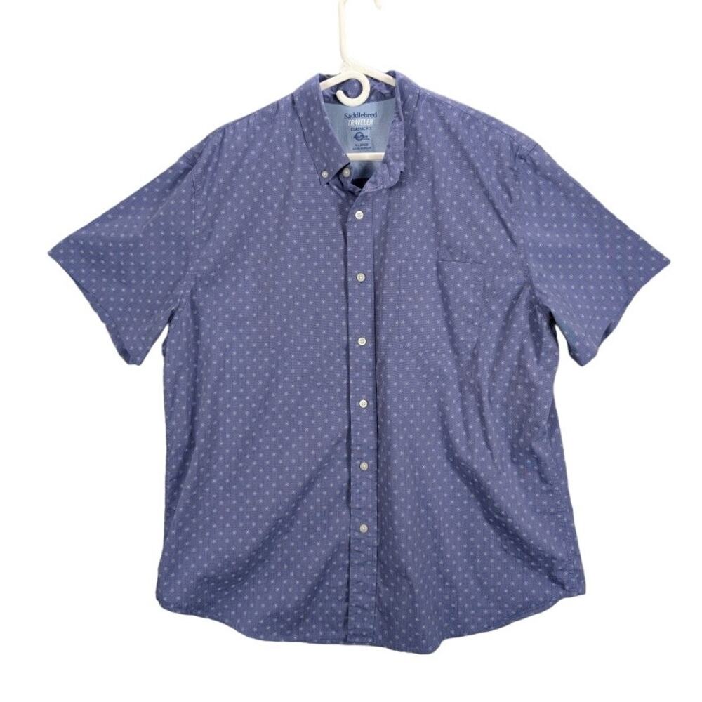 Saddlebred Button Up Shirt Mens Extra Large Traveler Adaptive Cool Blue Classic